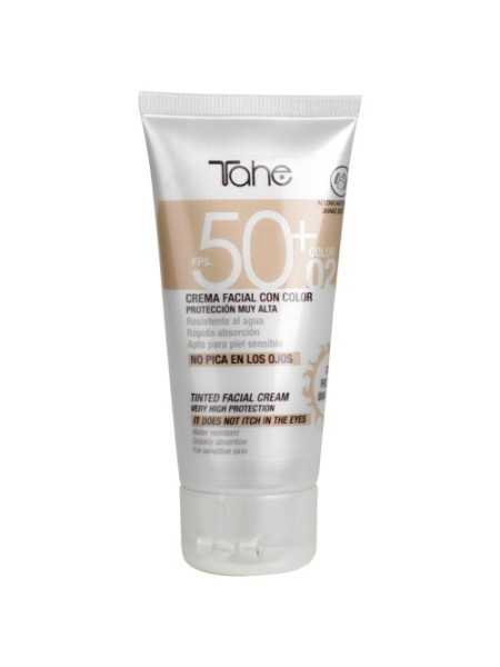 Comprar Tahe fotoprotector solar facial con color 02 en crema Sun Protect SPF50+ 50ml en Inicio por sólo 12,95 € o un precio específico de 12,95 € en Thalie Care