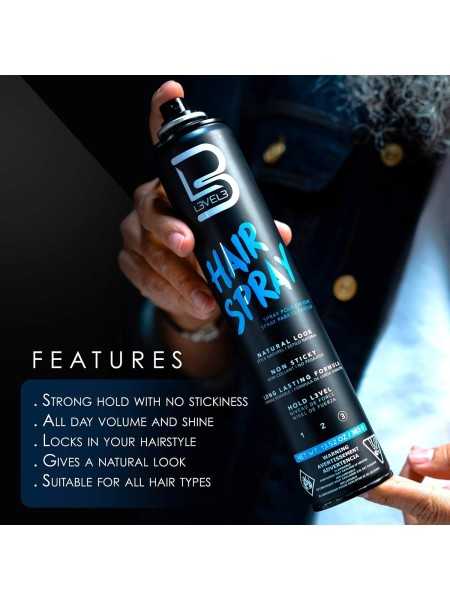 Comprar L3VEL3 Hair Spray – Laca profesional de fijación fuerte y volumen para hombres en Barbería por sólo 9,35 € o un precio específico de 7,95 € en Thalie Care