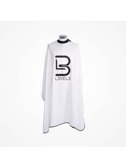 Comprar L3VEL3 Capa de Corte Profesional con Cuello de Goma Blanca – Resistente al agua y químicos en Barbería por sólo 20,90 € o un precio específico de 20,90 € en Thalie Care