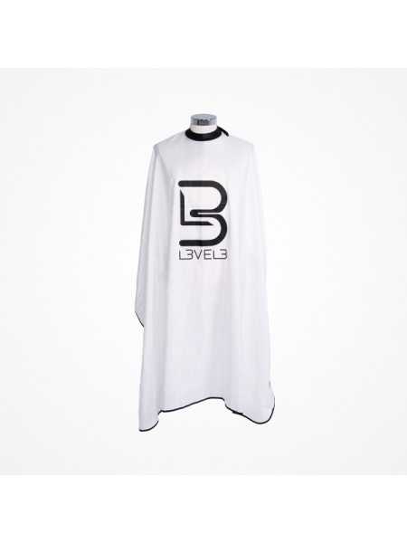 Comprar L3VEL3 Capa de Corte Profesional con Cuello de Goma Blanca – Resistente al agua y químicos en Barbería por sólo 20,90 € o un precio específico de 17,76 € en Thalie Care