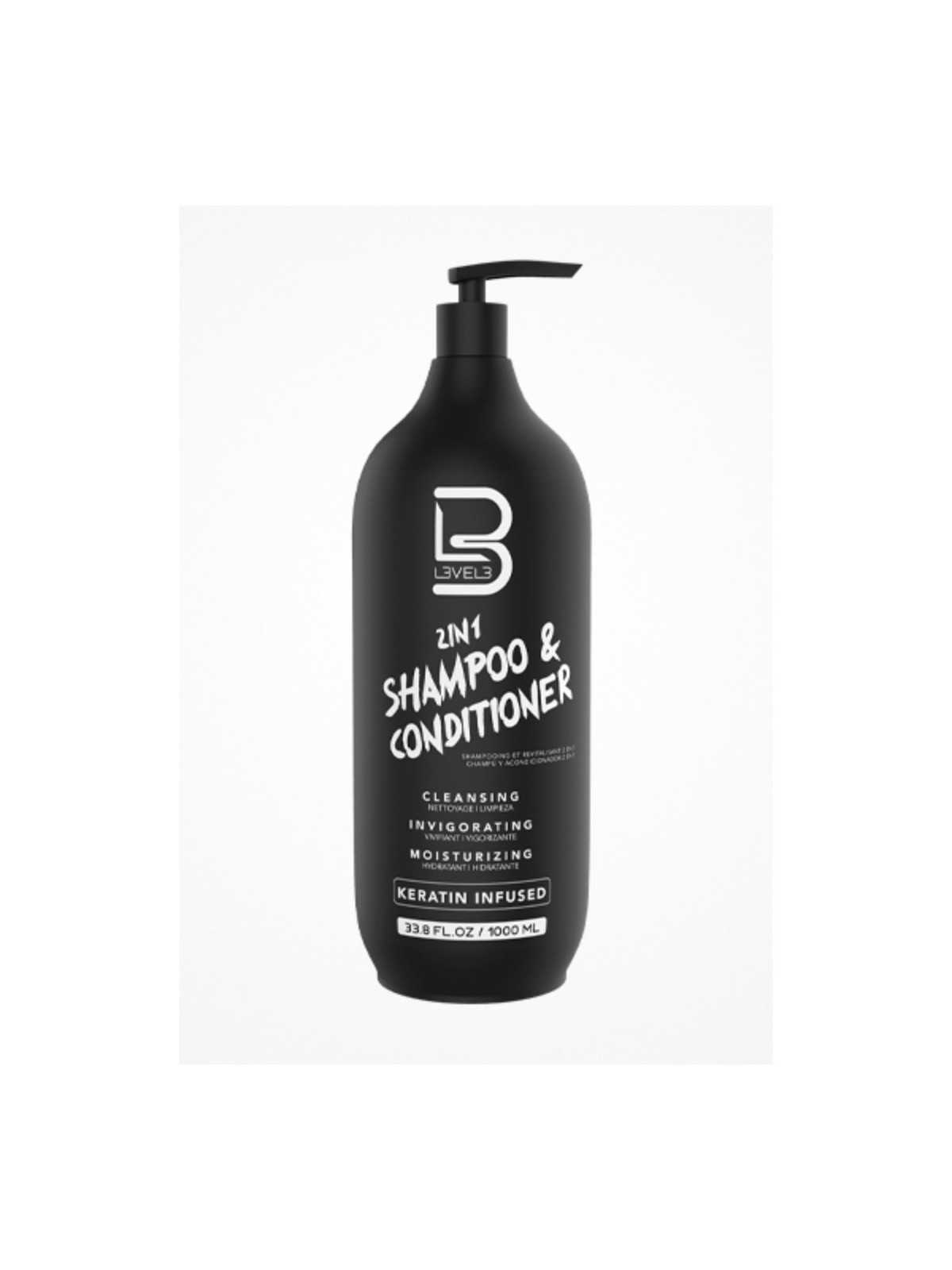 Comprar L3VEL3 Champú + Acondicionador 2 en 1 con Queratina – Reparación y brillo 1000ml en Barbería por sólo 11,50 € o un precio específico de 9,77 € en Thalie Care