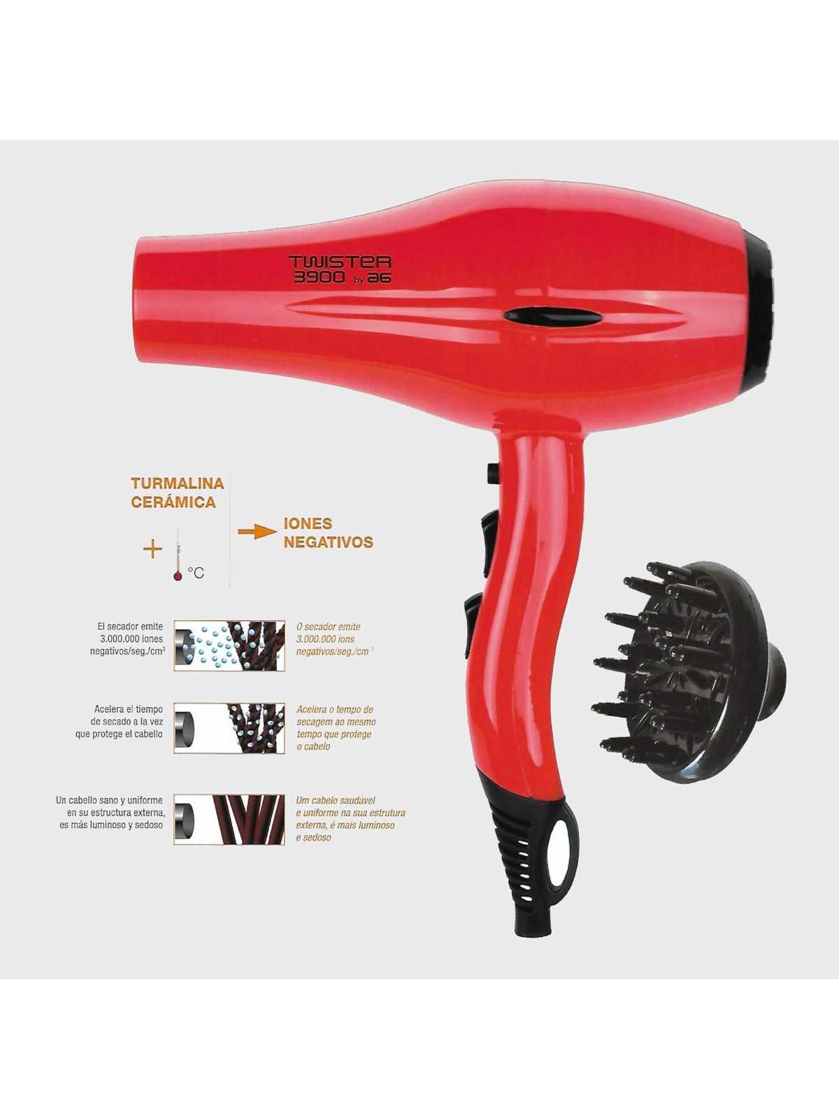 Regala Secador profesional iónico Asuer Twister 3900 Rojo – 2200 W con nuestra selección de Secadores por tan sólo 33,85 € o precio específico 33,85 € en Thalie Care