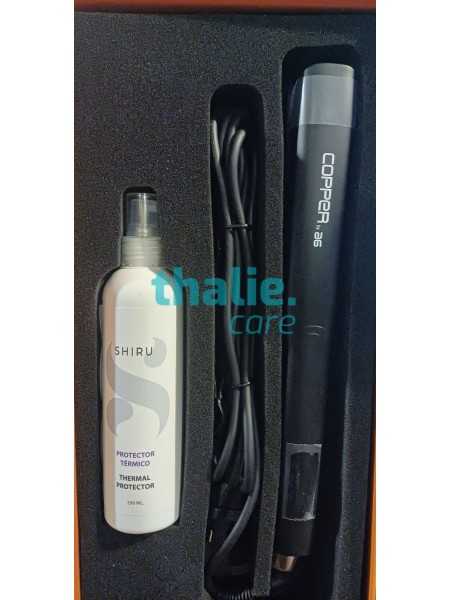 Comprar Plancha Asuer AG Copper Negra Black Edition + estuche y Protector Shiru 250 ml en Tenacillas y Planchas por sólo 84,90 € o un precio específico de 84,90 € en Thalie Care